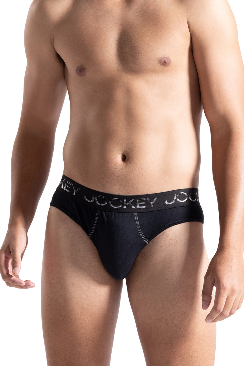 3 Pack Graded Stretch Piped Brief - Charcoal Melange/Cherry/Black