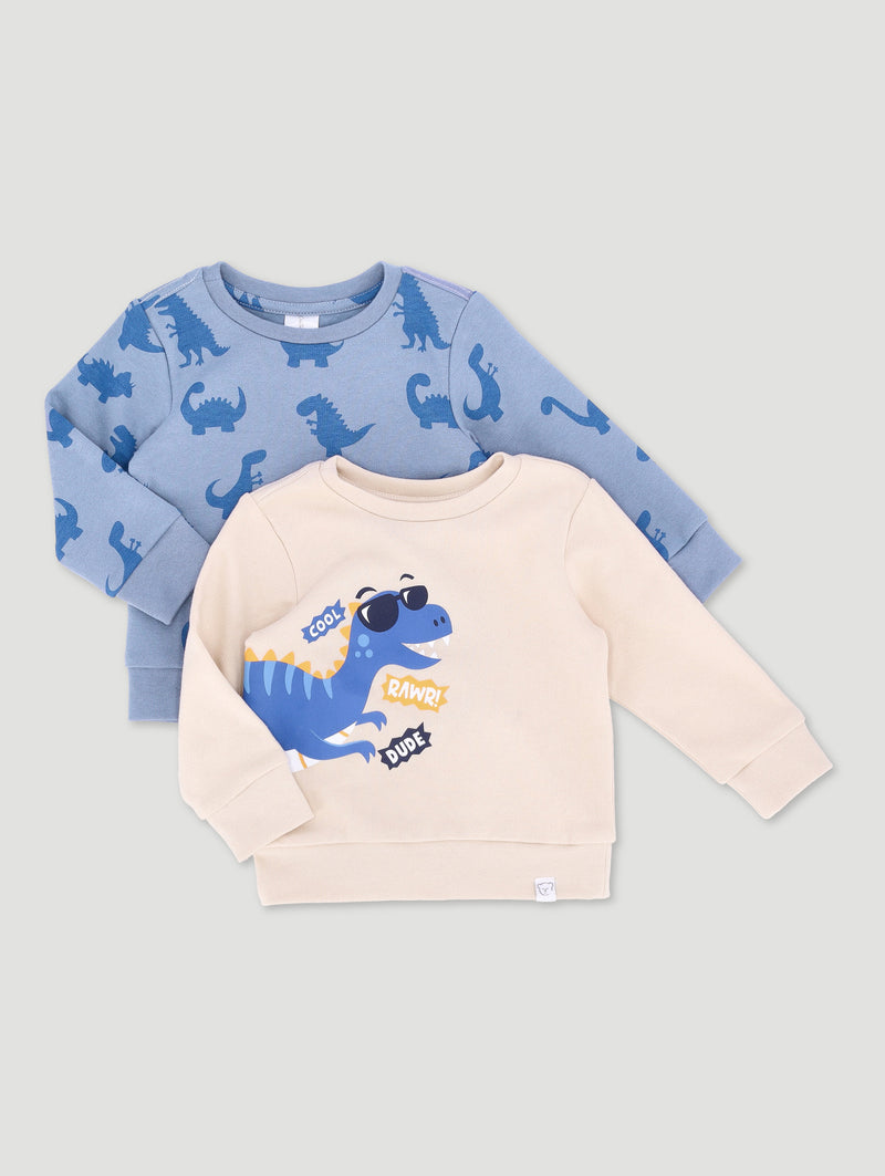 Baby Boys 2 Pack Dino Brushed Fleece Top - Multi