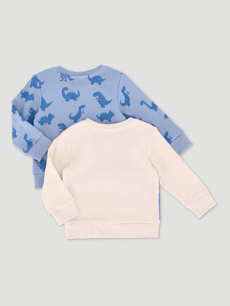Baby Boys 2 Pack Dino Brushed Fleece Top - Multi