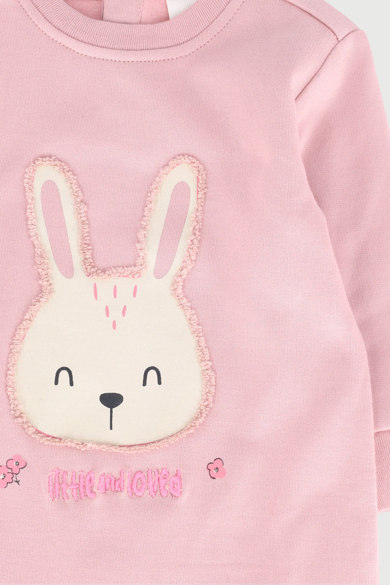 Keedo Baby Girls 3D Applique Print Zippy Grow - Pink
