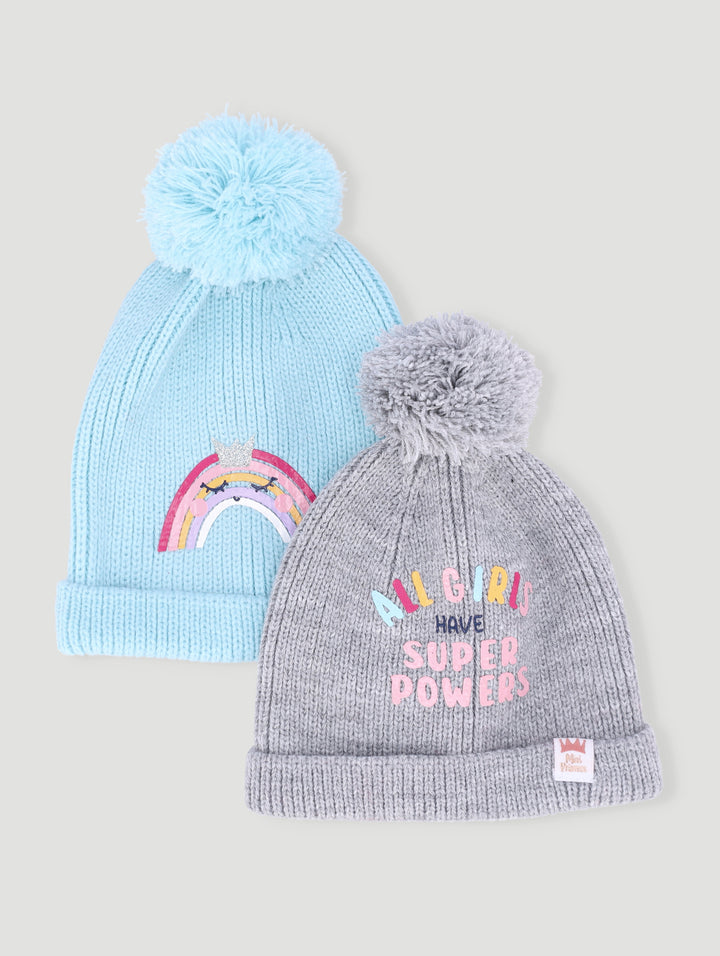 Baby Girls 2 Pack All Girls Have Superpowers Beanie