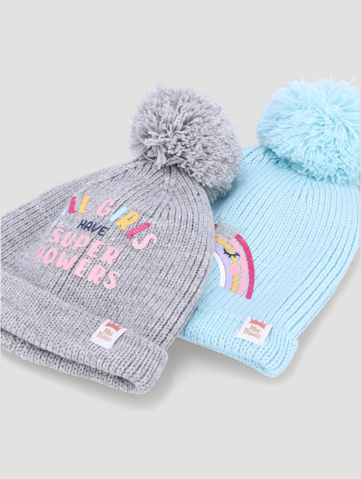 Baby Girls 2 Pack All Girls Have Superpowers Beanie