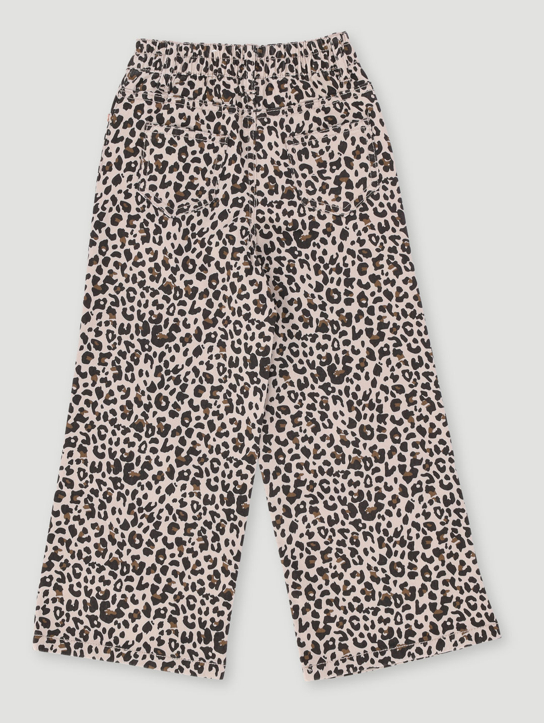 Pre-Girls Leapord Print Wideleg Denim - Stone