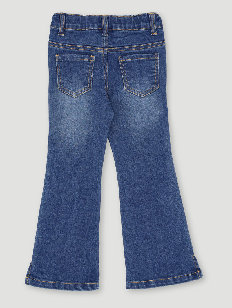 Pre-Girls Sideslit Dark Wash Skinny Jean - Mid Blue