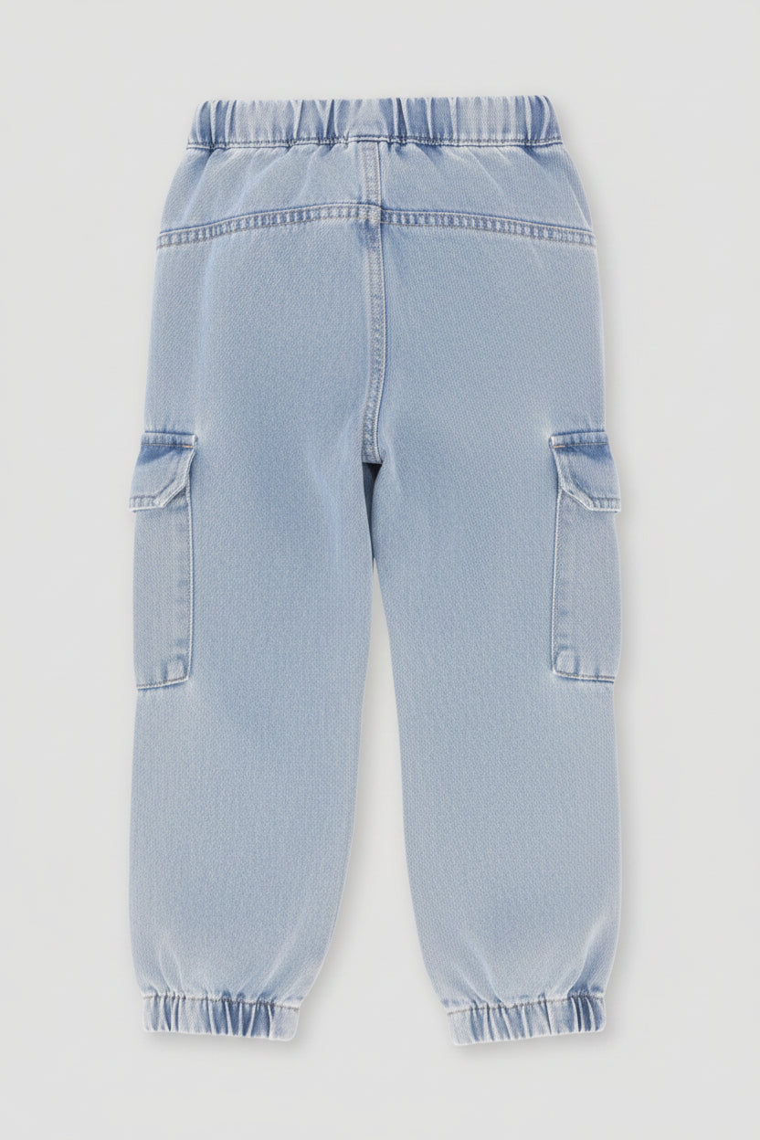 Pre-Girls Cargo Jogger Denim - Mid Blue
