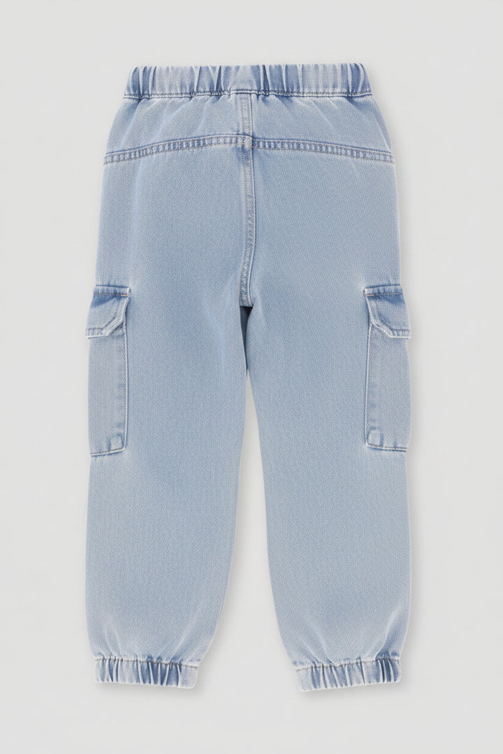 Pre-Girls Cargo Jogger Denim - Mid Blue