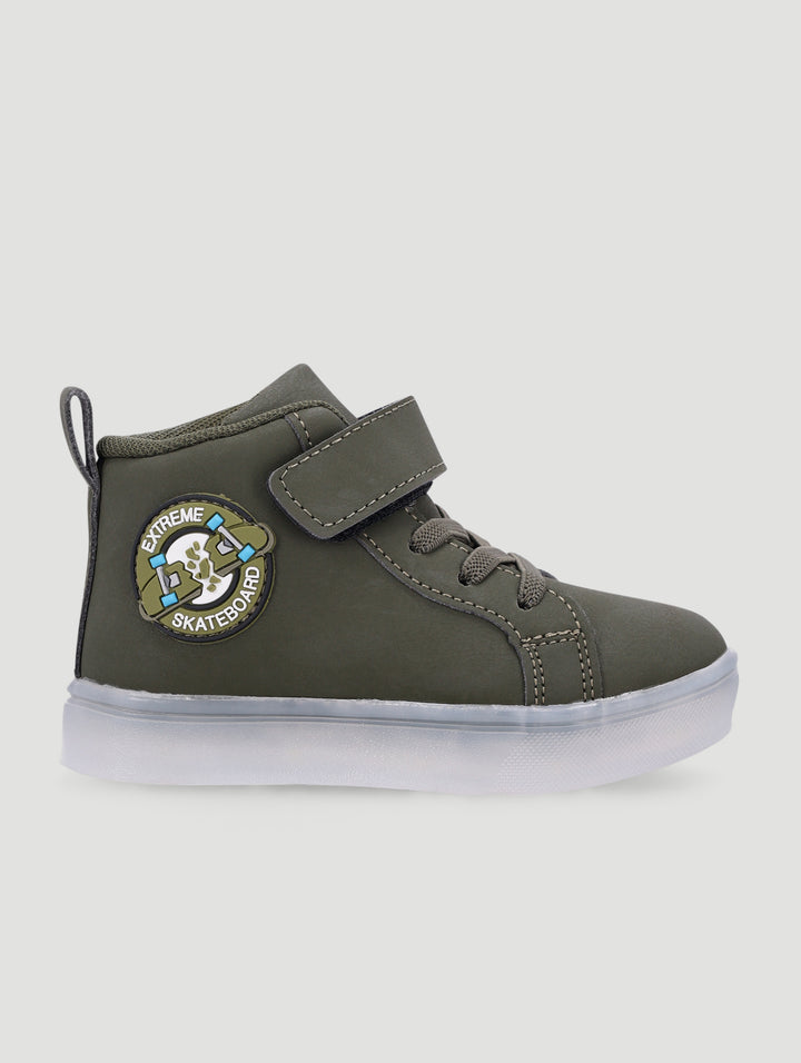 Pre-Boys Skater Lightup Hitop Sneaker - Olive