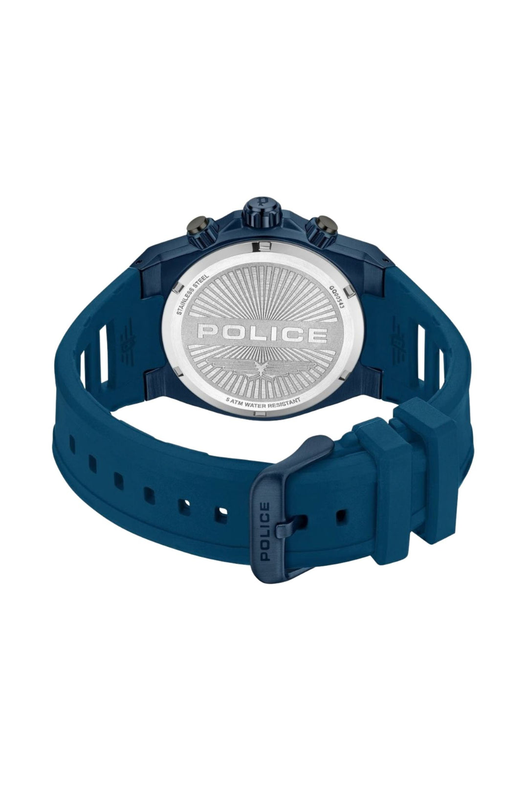 Blue Case Gunmetal Dial Watch With Blue Silicon Strap