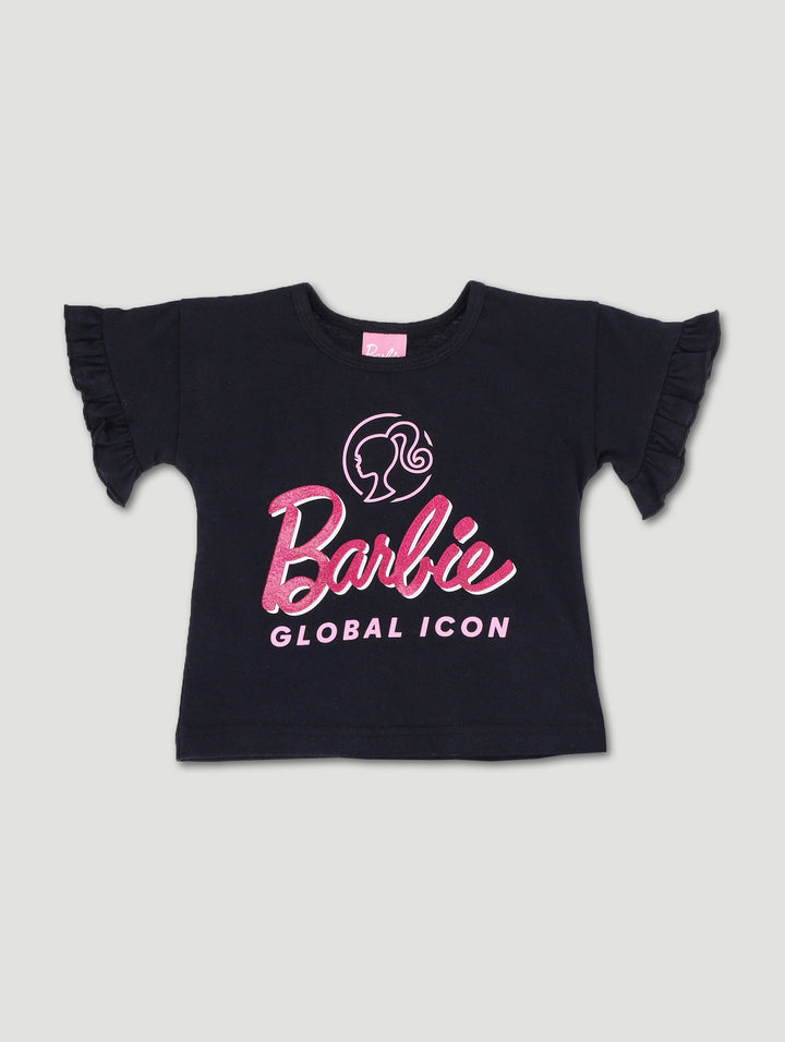 Baby Girls Single Glitter Print Tee - Black