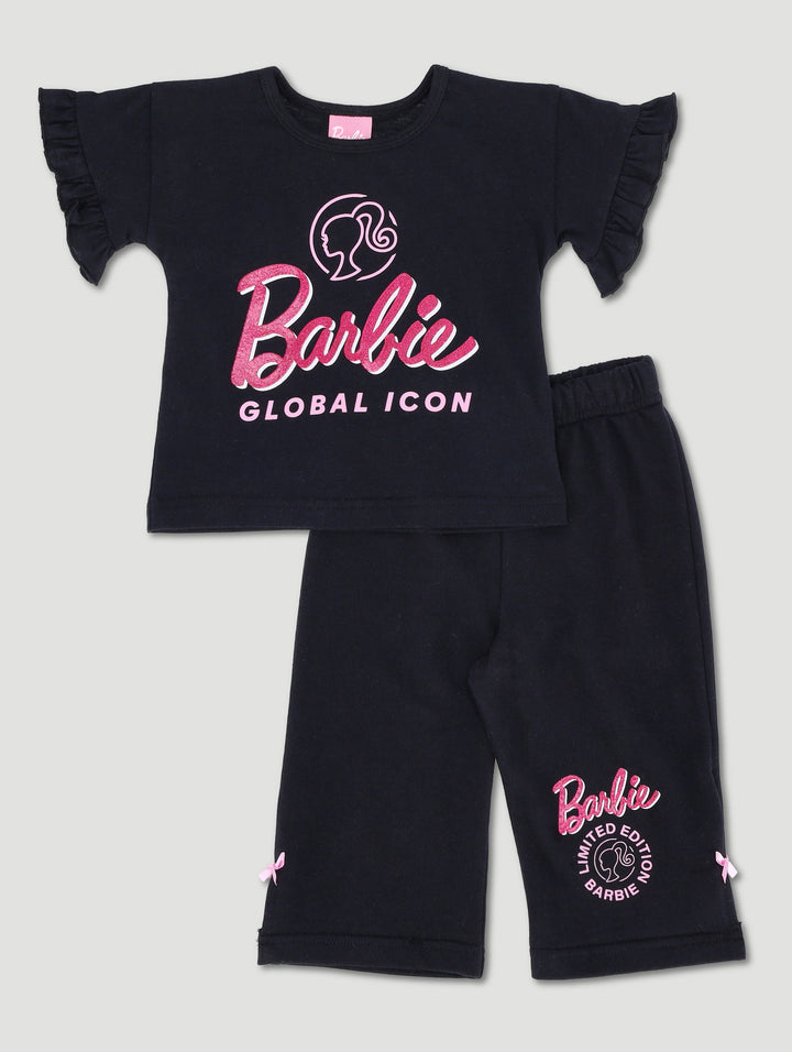 Baby Girls Single Glitter Print Tee - Black