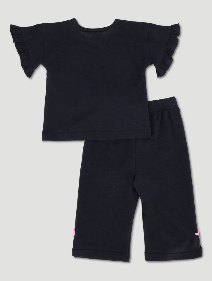 Baby Girls Single Glitter Print Tee - Black