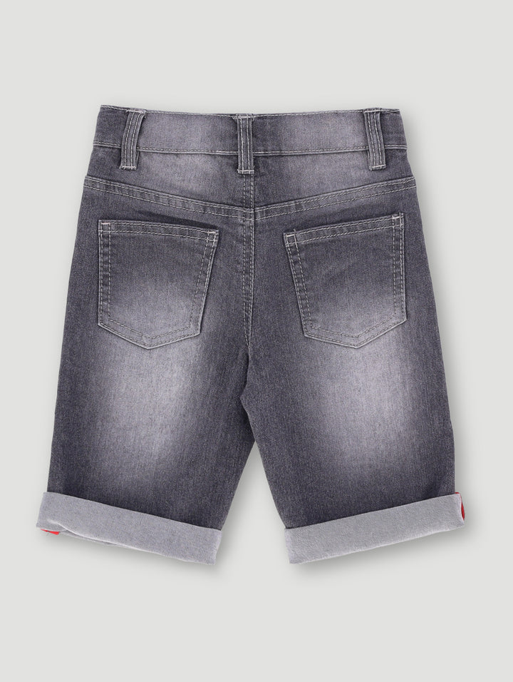 Pre- Boys Rip Repair Denim Short - Dark Grey