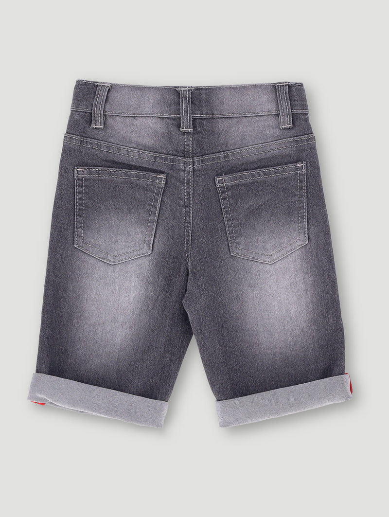Pre- Boys Rip Repair Denim Short - Dark Grey