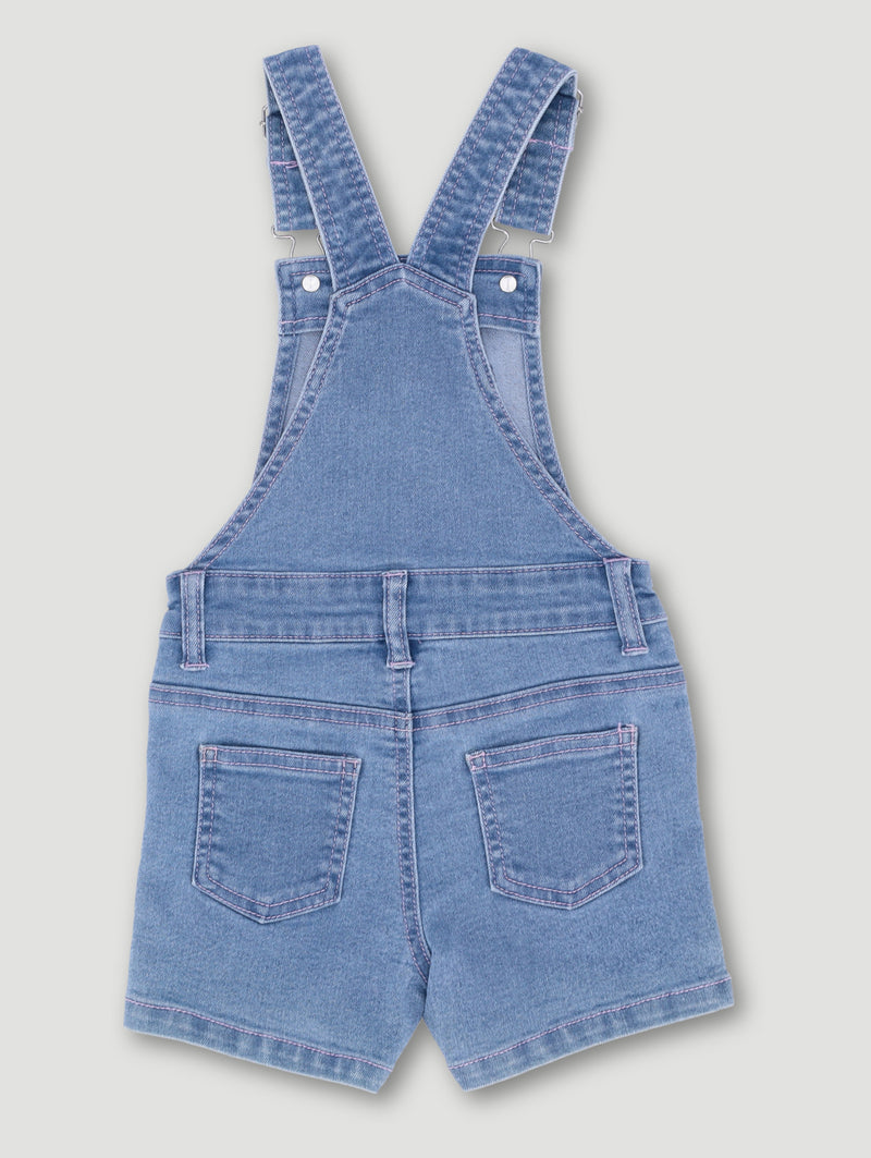 Pre-Girls Sequin Heart Dungaree - Light Blue