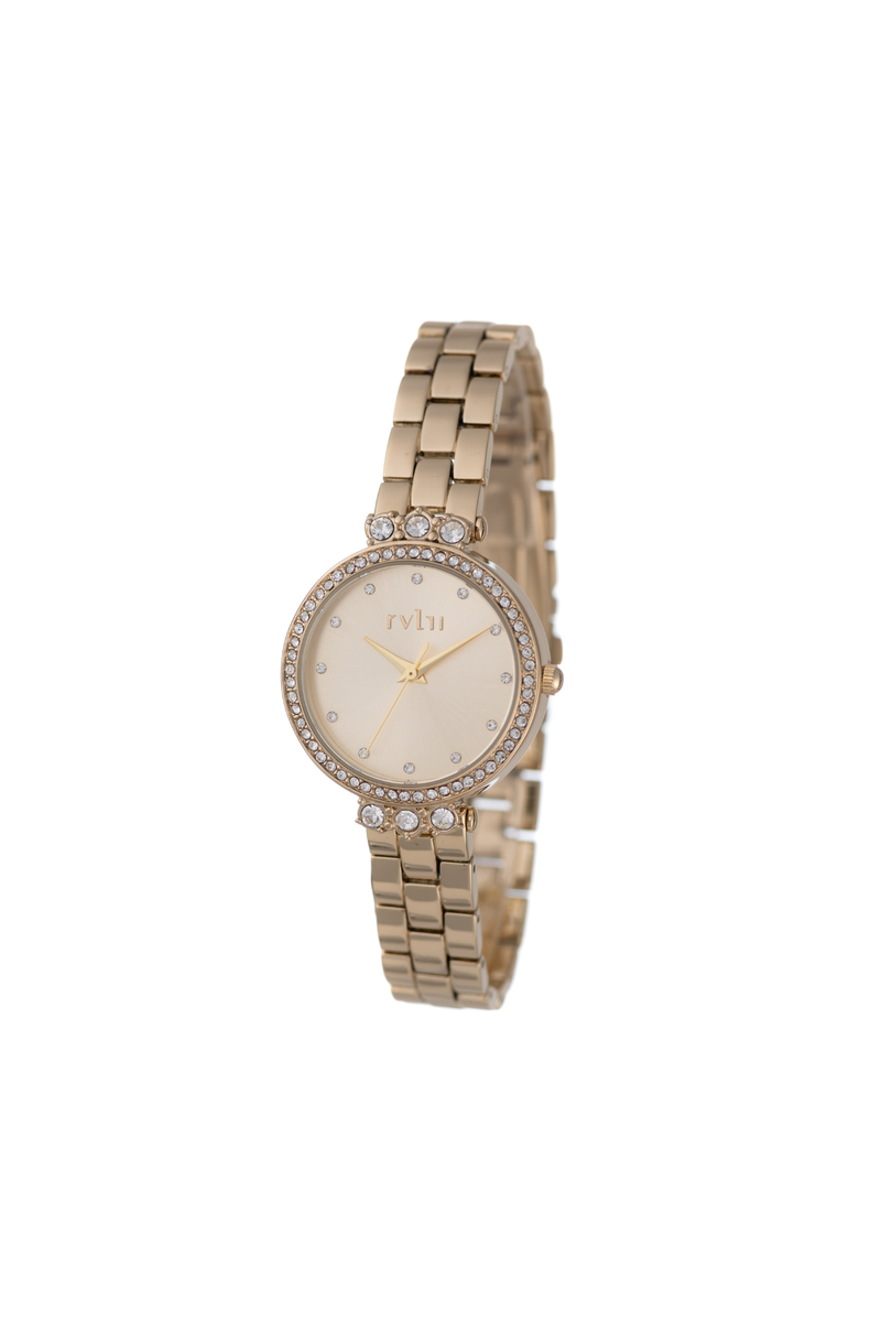 Ladies 30mm Case Gold Metal Band Watch - Gold