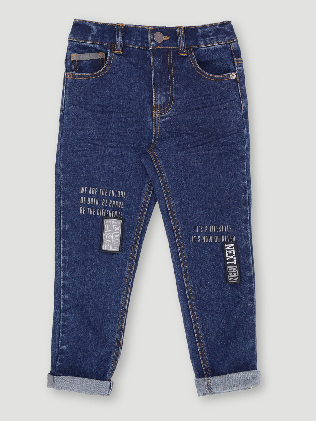 Pre-Boys Woven Badge Denim - Dark Blue