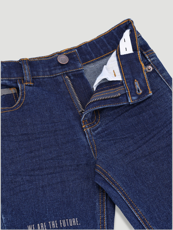 Pre-Boys Woven Badge Denim - Dark Blue
