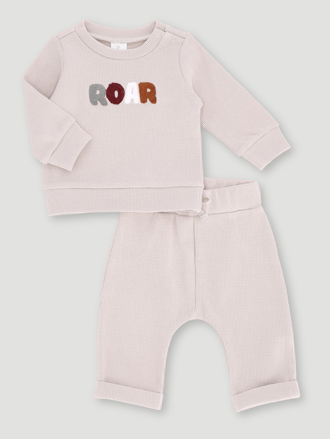 Baby Boys Roar Waffle Set - Stone