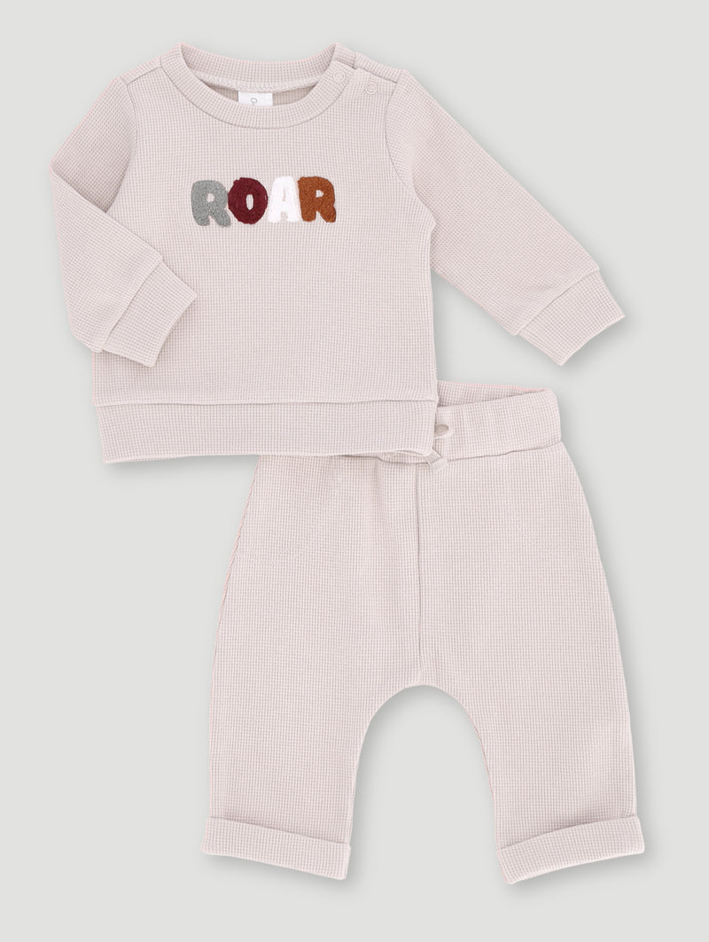 Baby Boys Roar Waffle Set - Stone