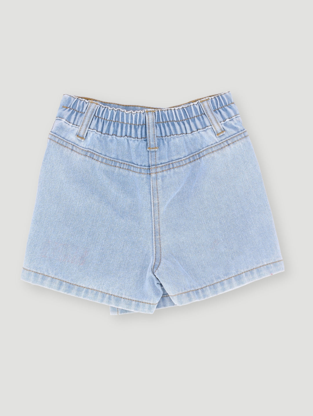Pre- Girls Denim Skort With Abrasions - Light Wash