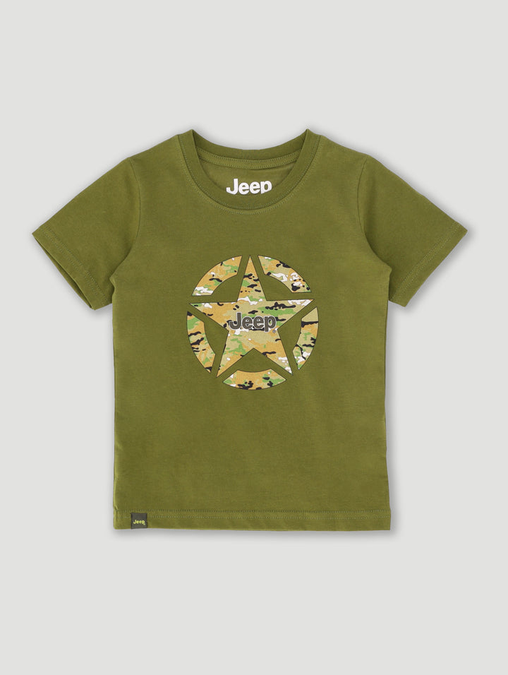 Pre-Boys Star Camo Tee - Olive