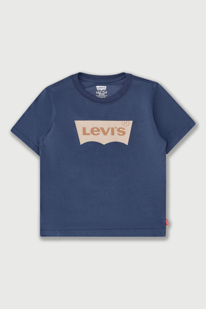 Pre-Boys Batwing Tee - Navy/Stone