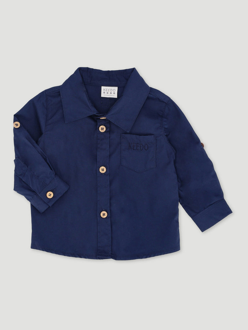 Keedo Baby Boys Navy Formal Poplin Shirt