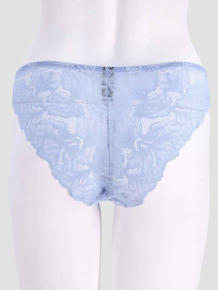 3 Pack Bonded Lace Brazilian Panties - Slate/Blue/Stone