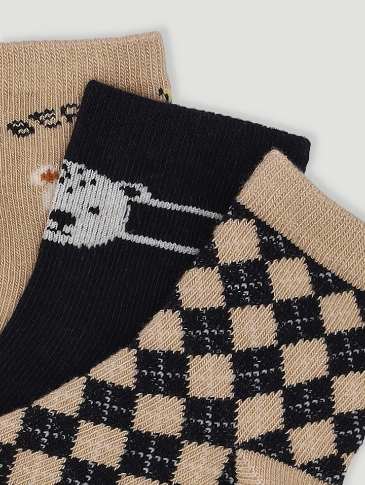 Baby Boys 3 Pack Bear Sock - Light Brown