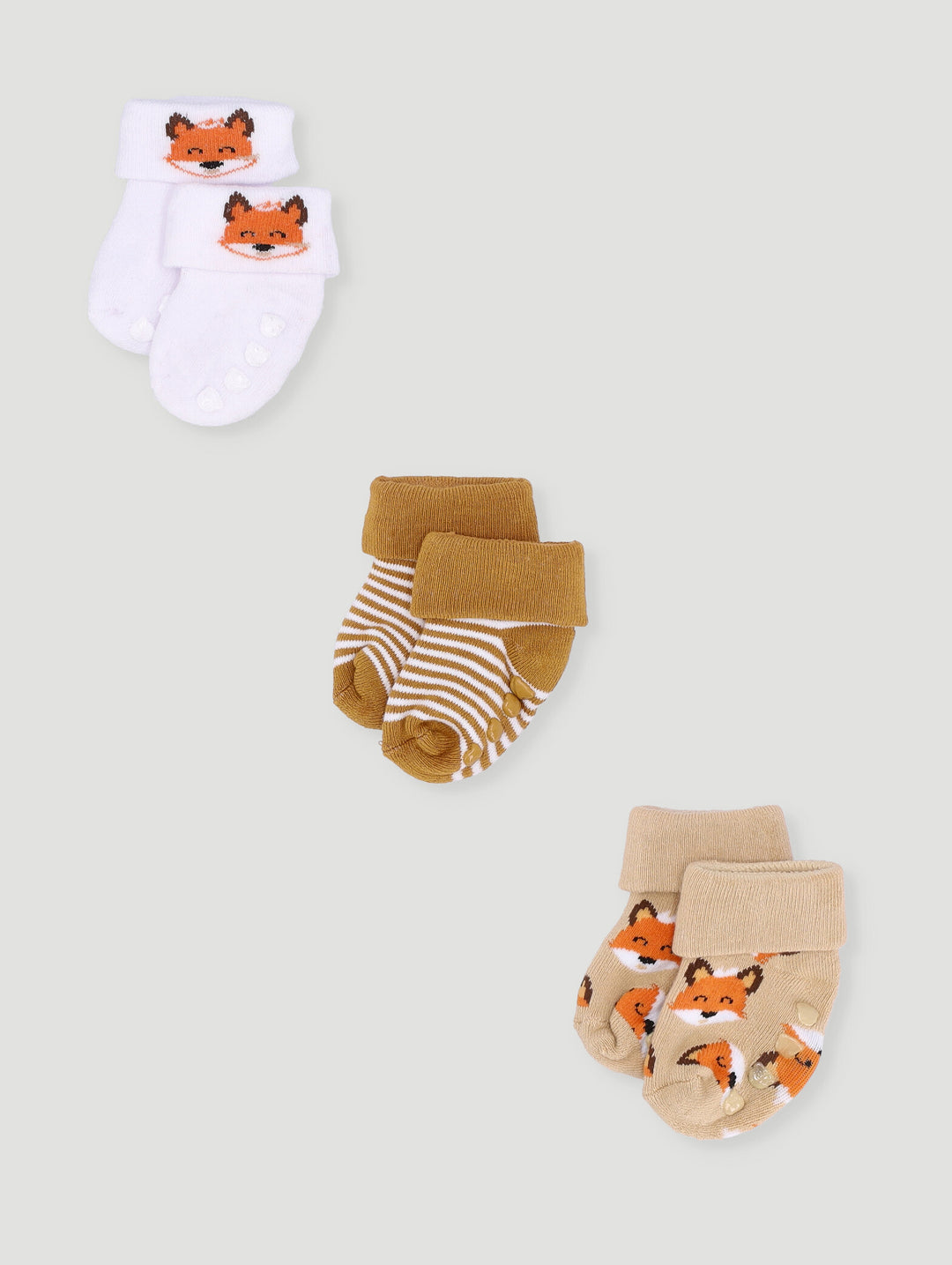 Baby Boys 3 Pack Towelling Socks - Light Brown