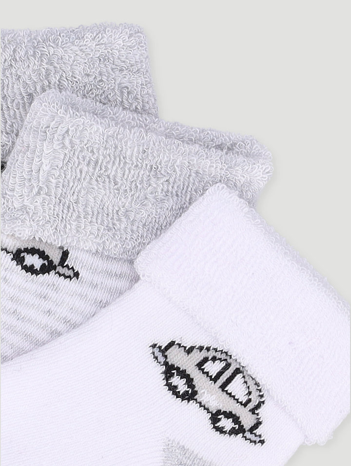 Baby Boys 3 Pack Cars Towelling Socks