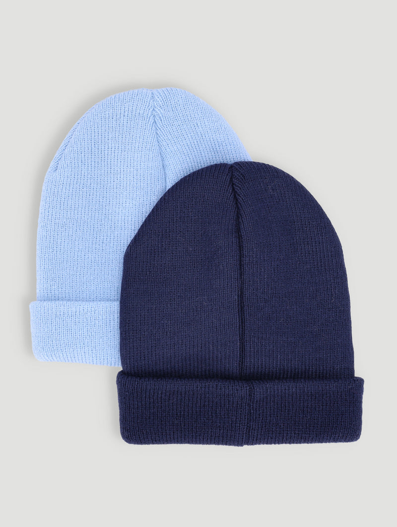 Baby Boys 2 Pack Wild And Awesome Beanie - Dark Navy