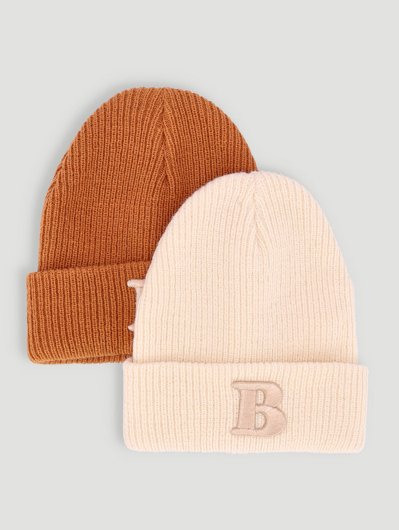 Baby Boys 2 Pack Letter B Beanie