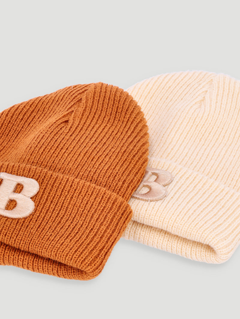 Baby Boys 2 Pack Letter B Beanie