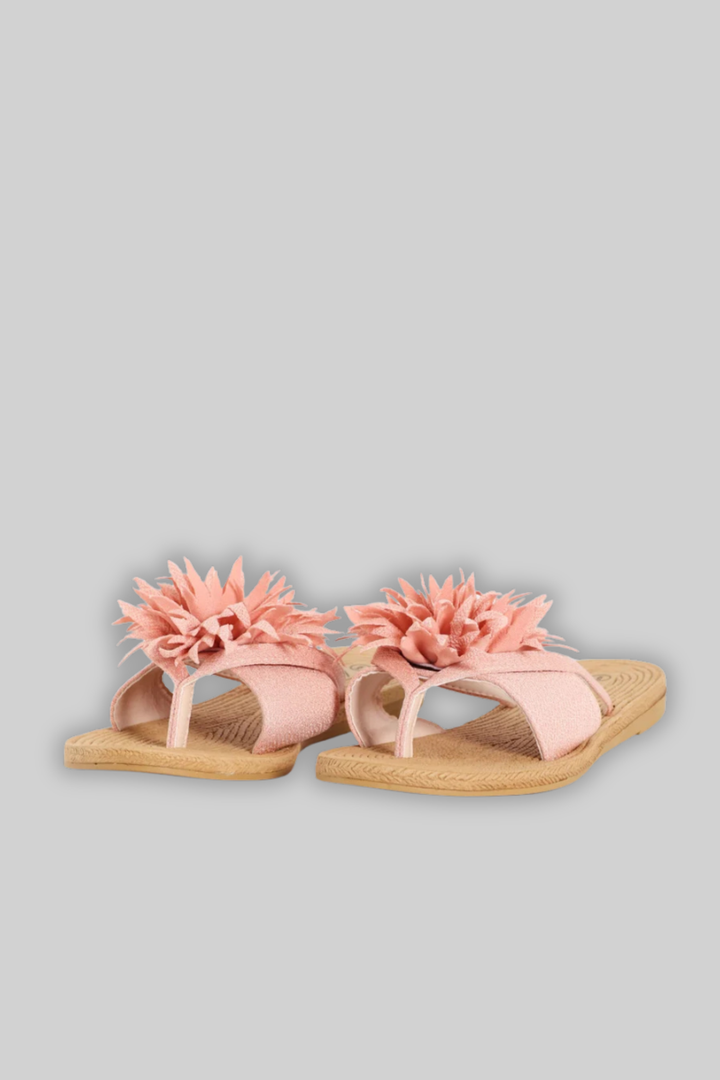 Moulded Thick Strap Mule With Flower Detail - Blush