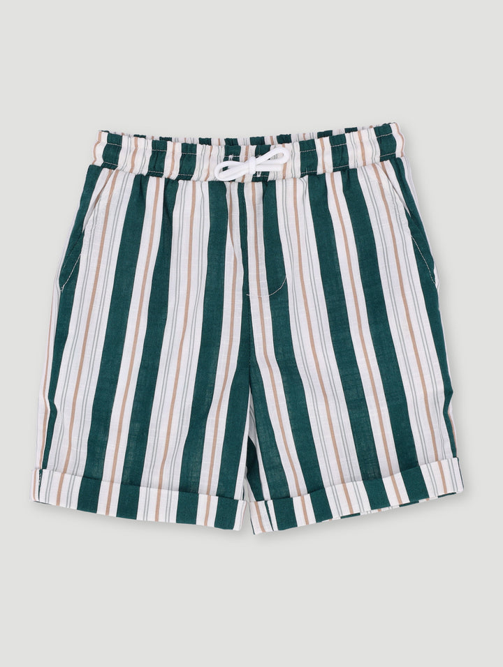 Pre-Boys Stripe Woven Short - Green