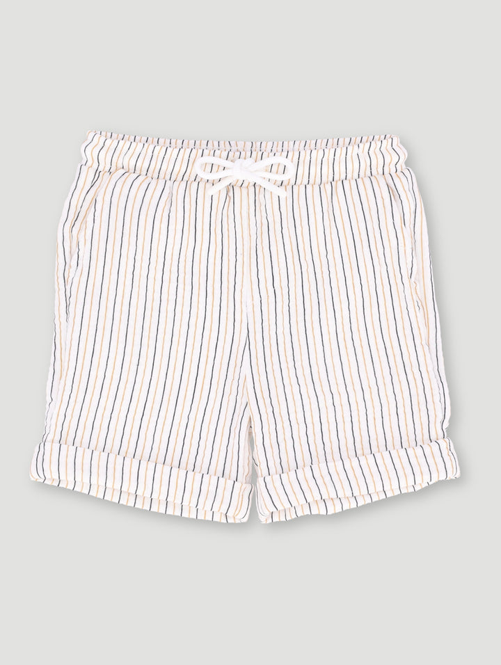Pre-Boys Stripe Print Muslin Short - Cream