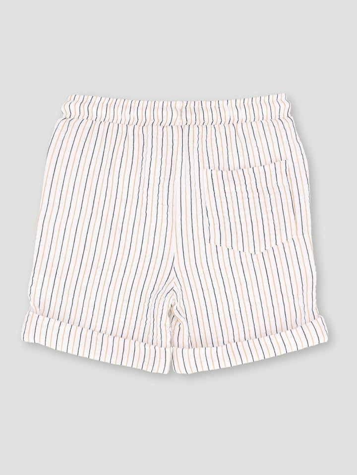 Pre-Boys Stripe Print Muslin Short - Cream