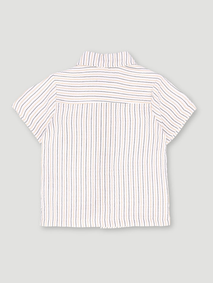 Pre-Boys Stripe Print Muslin Shirt - Cream