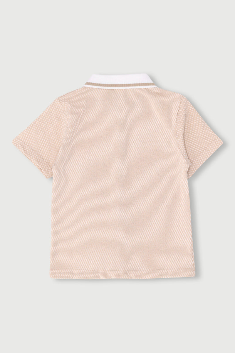 Pre-Boys Jaquard Button Up Shirt - Stone