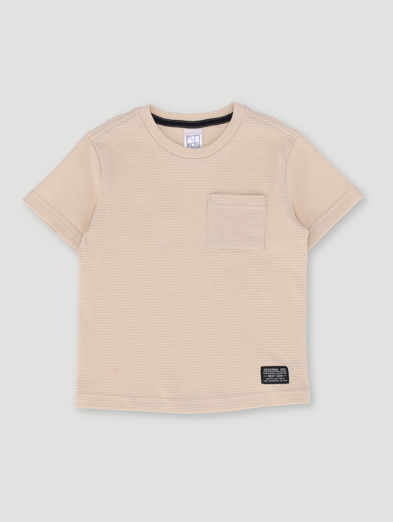 Pre-Boys Textured Waffle Tee - Stone
