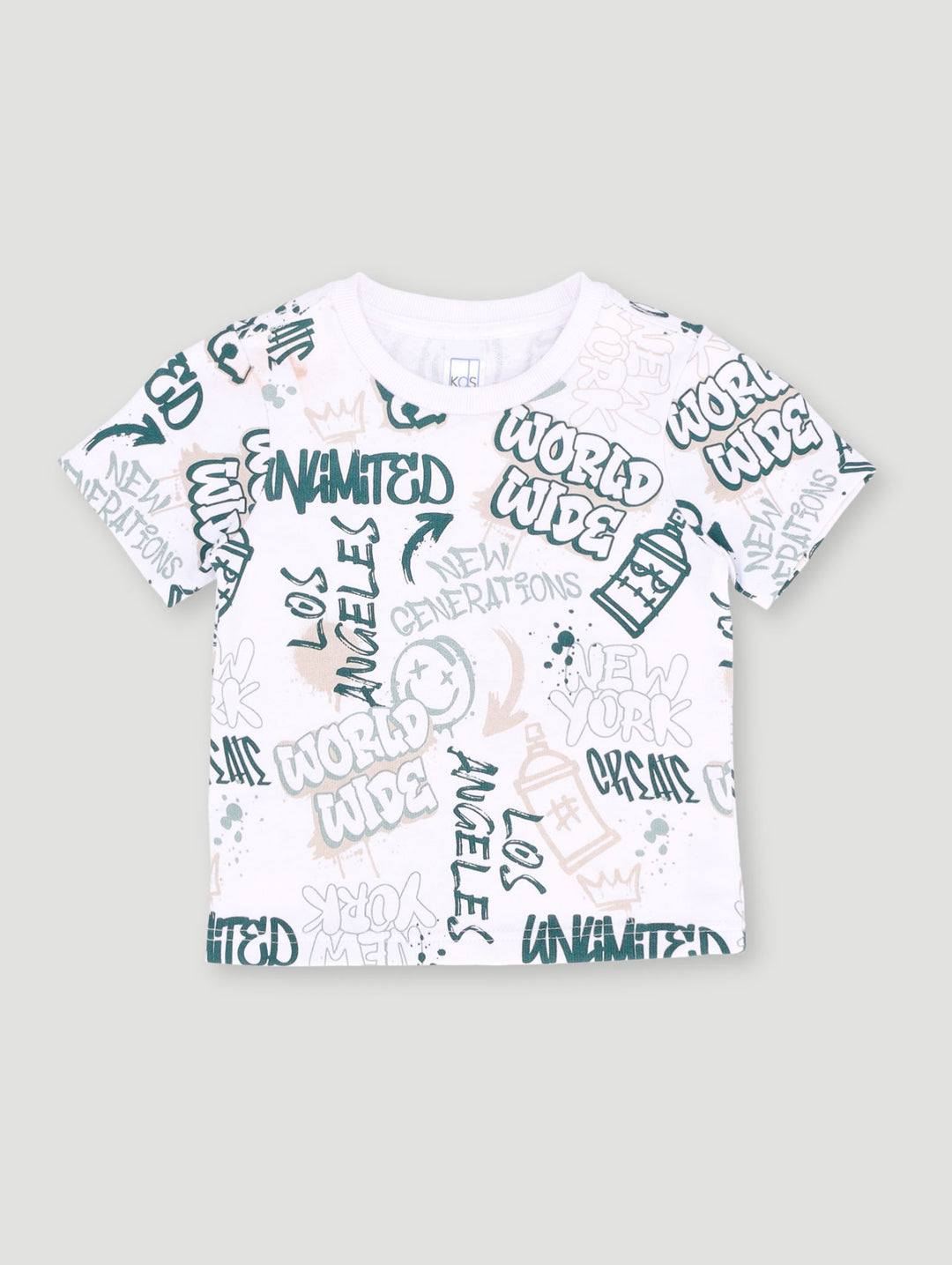 Pre-Boys Graffiti Fleece Crew Tee - Multi