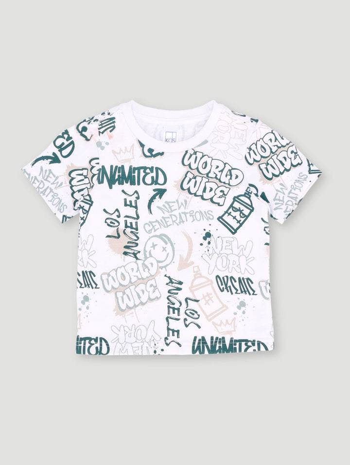 Pre-Boys Graffiti Fleece Crew Tee - Multi