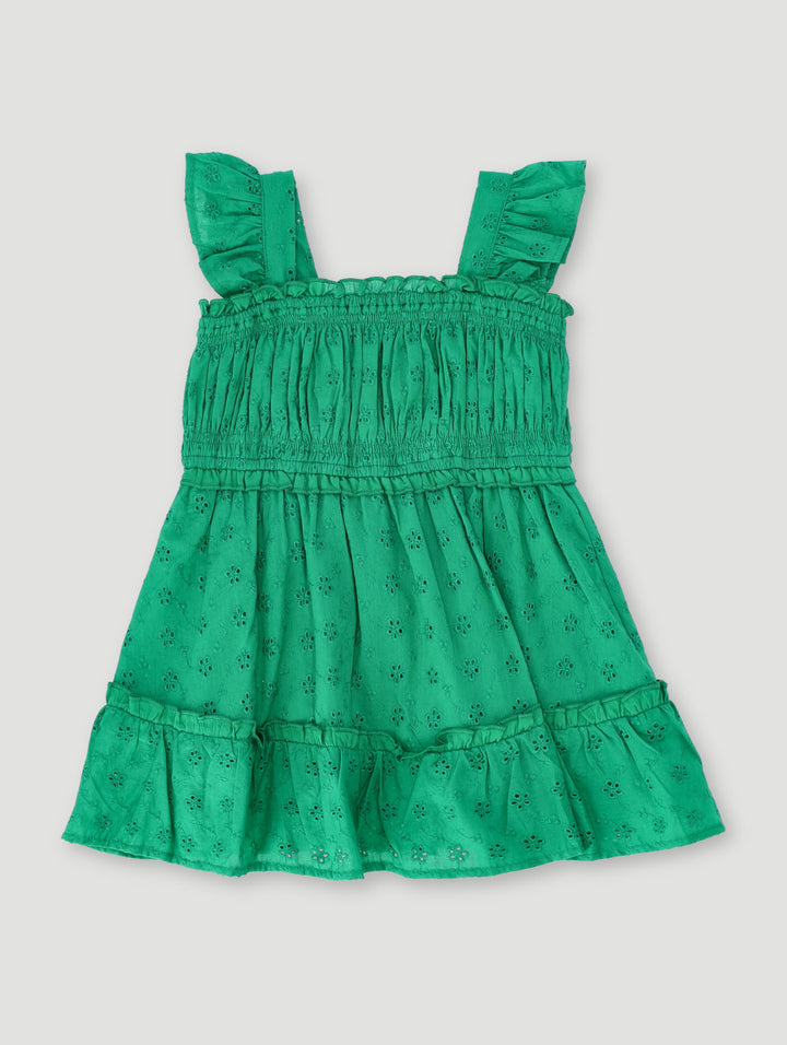 Baby Girls Anglaise Dress - Dark Green