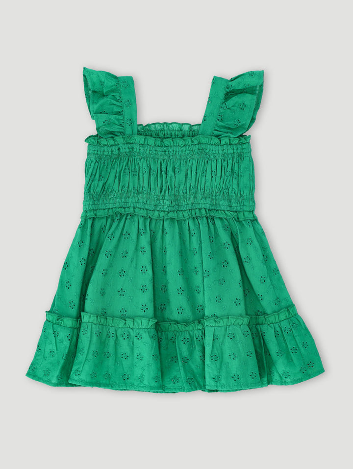 Baby Girls Anglaise Dress - Dark Green