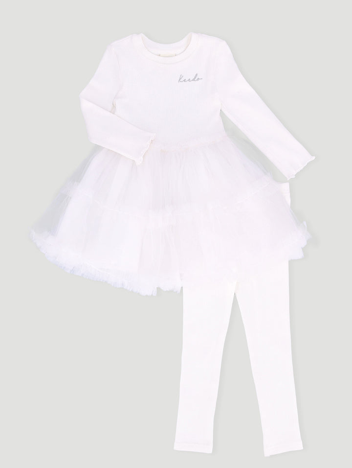 Keedo Girls Premium Cotton Lycra Dress With Tulle