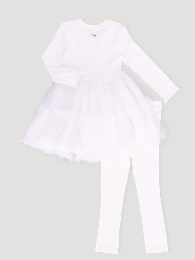 Keedo Girls Premium Cotton Lycra Dress With Tulle