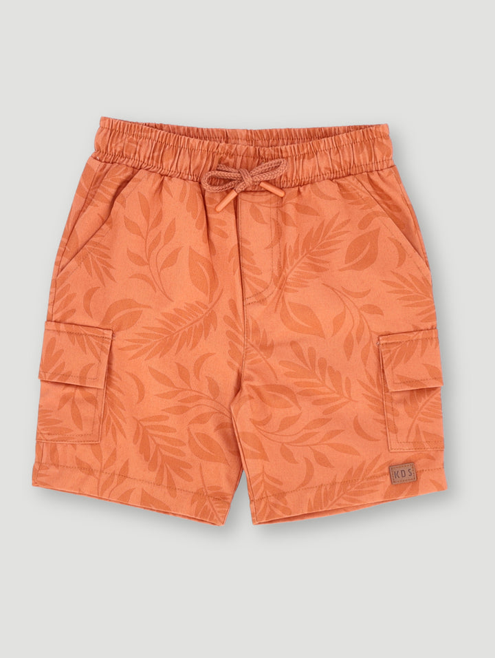 Pre-Boys Palm Leaf Print Cargo Shorts - Light Orange