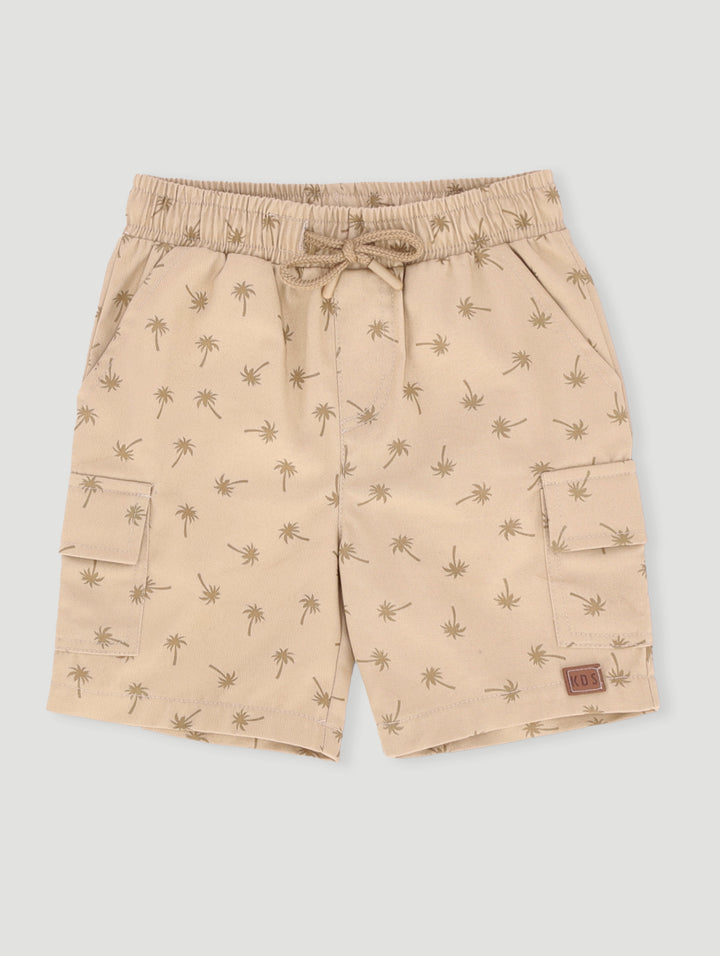 Pre- Boys Palm Printed Cargo Shorts - Stone