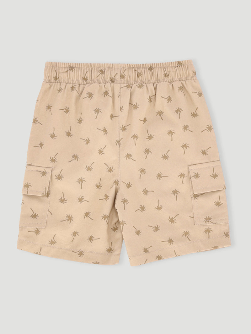 Pre- Boys Palm Printed Cargo Shorts - Stone